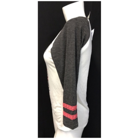 Girls Lily Blue LS Raglan Paris Gray White T Shirt - Picture 2 of 7